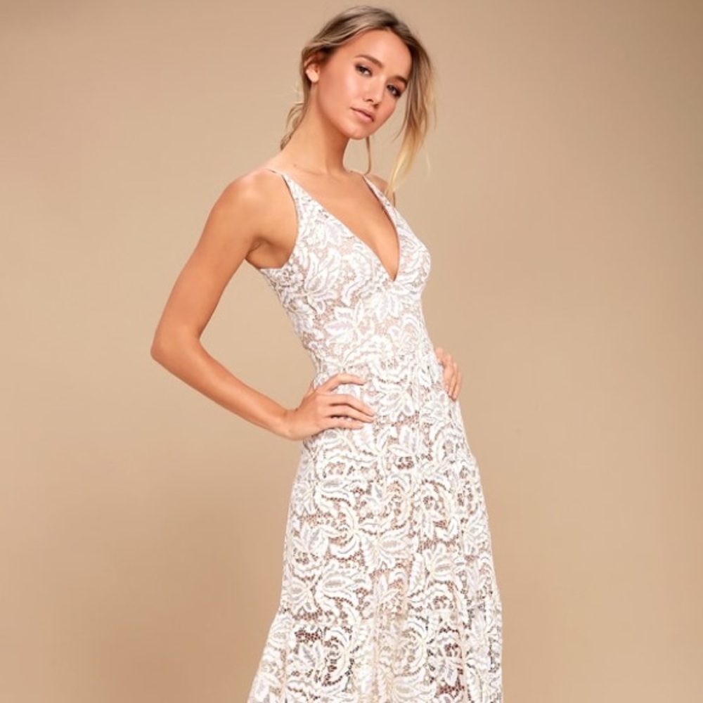 Dress the Population Melina White Lace Maxi Dress